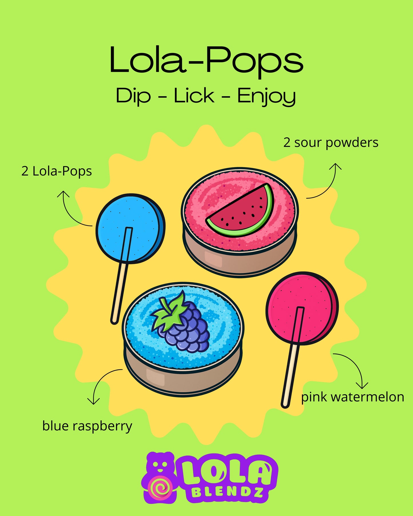 Lola-Pops Sweet Lollipops and Sour Powder